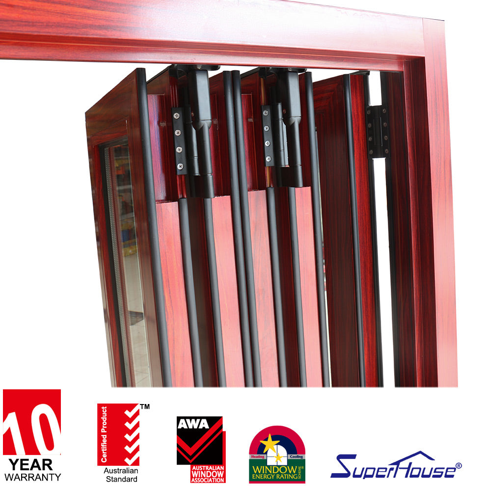 Superhouse AS2047 NFRC AAMA NAFS NOA standard wood color aluminium interior folding doors