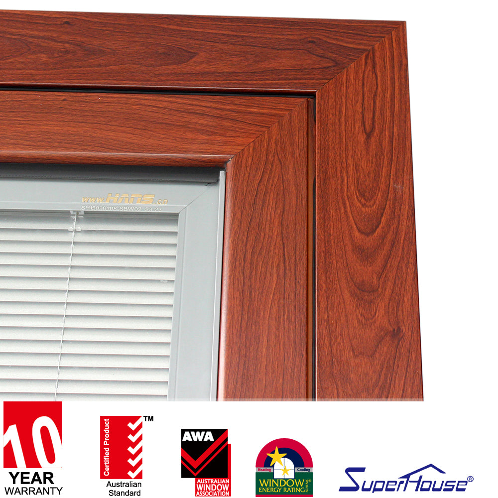 Superhouse Luxurious Balcony Door Wooden Door With Reflective Tinted Glass For Privacy