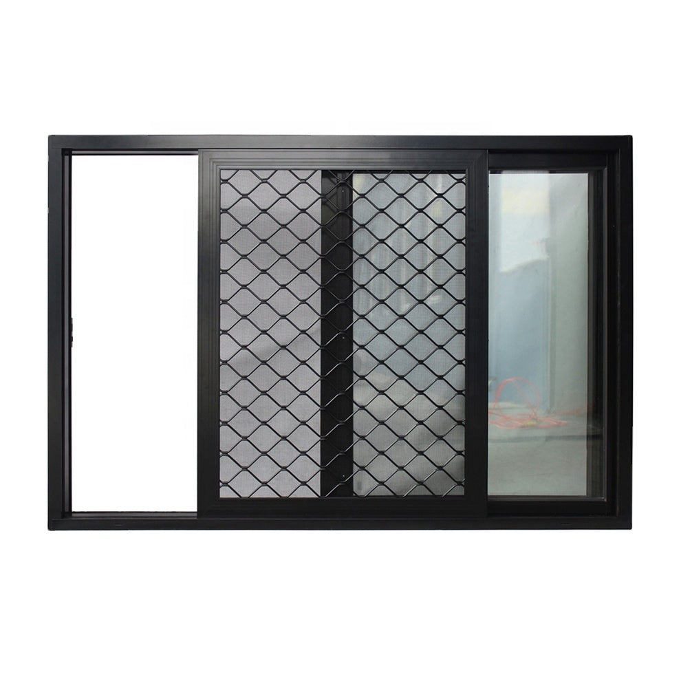 Superwu Australia standard black aluminum sliding windows with security mesh safety best sale