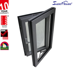Superhouse Double tempered glass aluminum window heat insulation french casement window for house on sale aluminum frame window