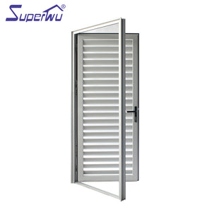 Superwu America Certificated And NFRC Double Glazed Aluminum Exterior French Glass Door Louver Doors