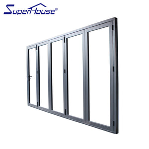 Superhouse Florida Miami dade approved impact resistance outdoor safety glass aluminium frame sliding folding doors