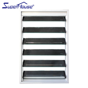 Superwu Aluminium windows black color finish aluminium louver window for home design