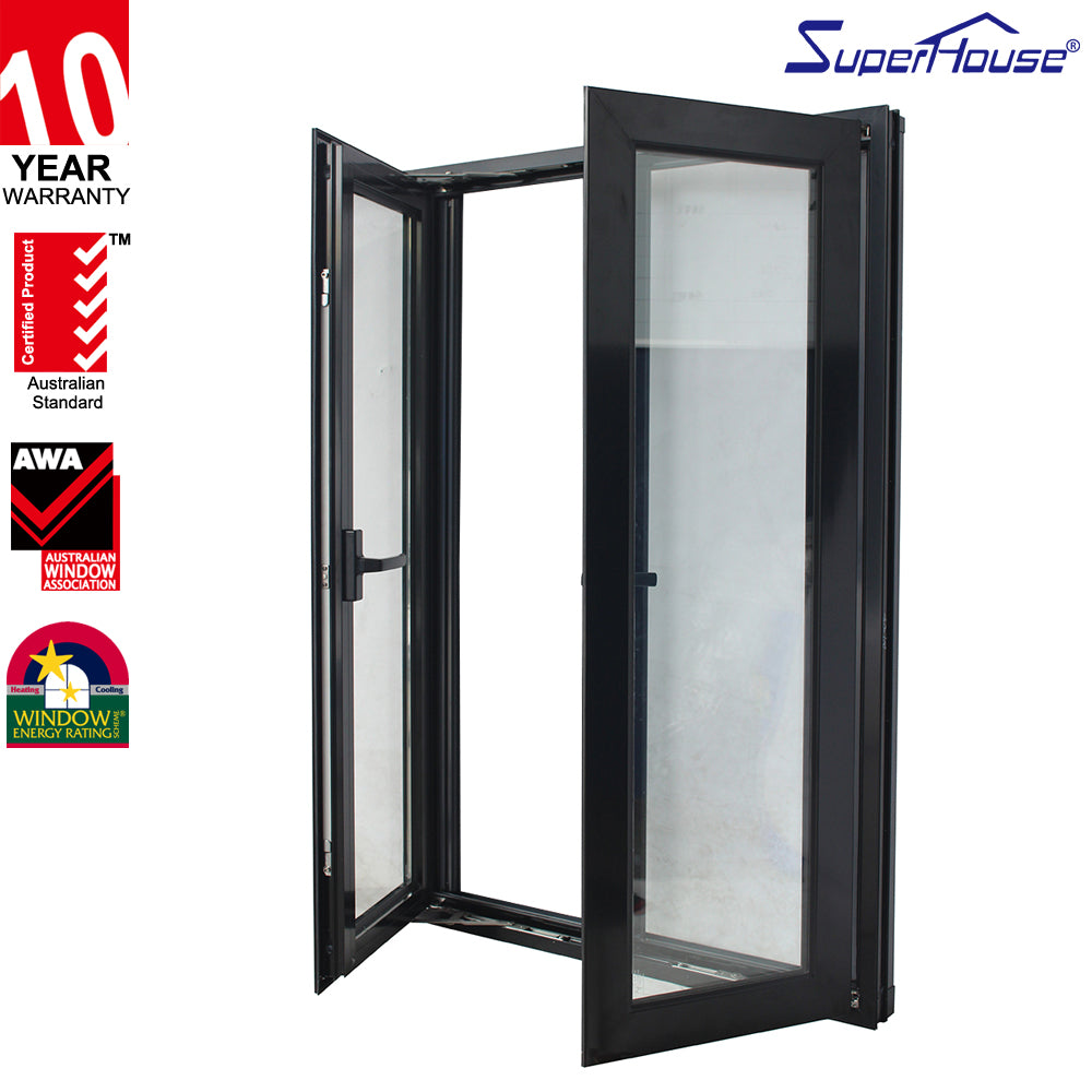 Superhouse USA Standard temper glass aluminum frame casement windows with mosquito net