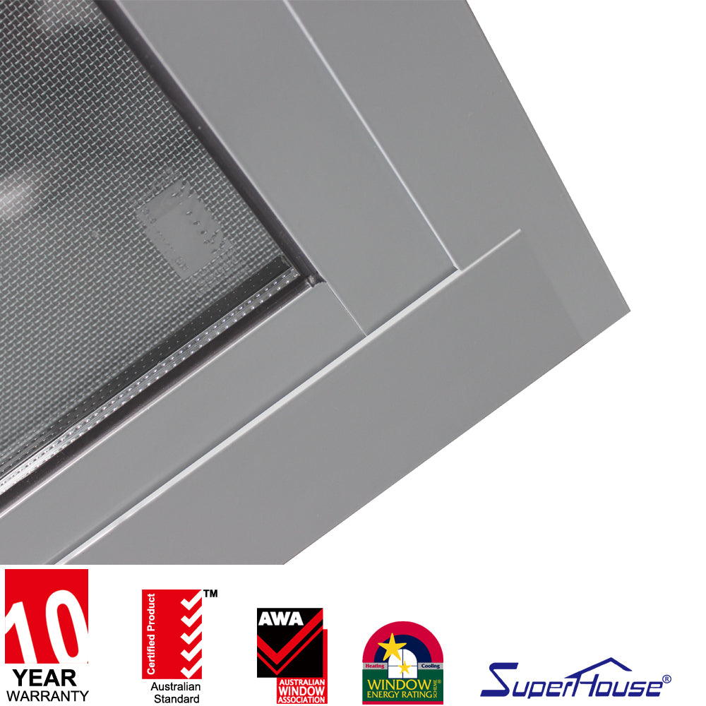 Superhouse Aluminium tempered glass sliding window with stainless steel mesh