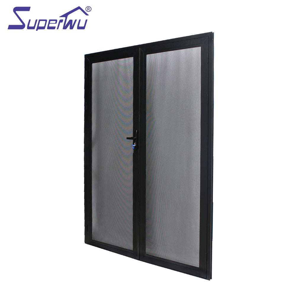 Superwu Cheap price stainless steel doors double french doors fly screen aluminum hinged doors