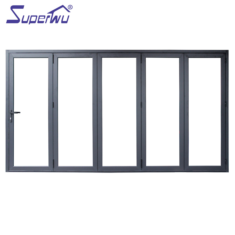 Superwu Low-E glass accordion bi fold aluminum folding doors for veranda