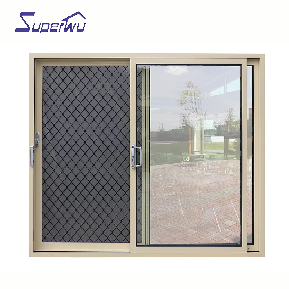 Superwu Aluminium alloy entrance tempered glass sliding door for house and apartment