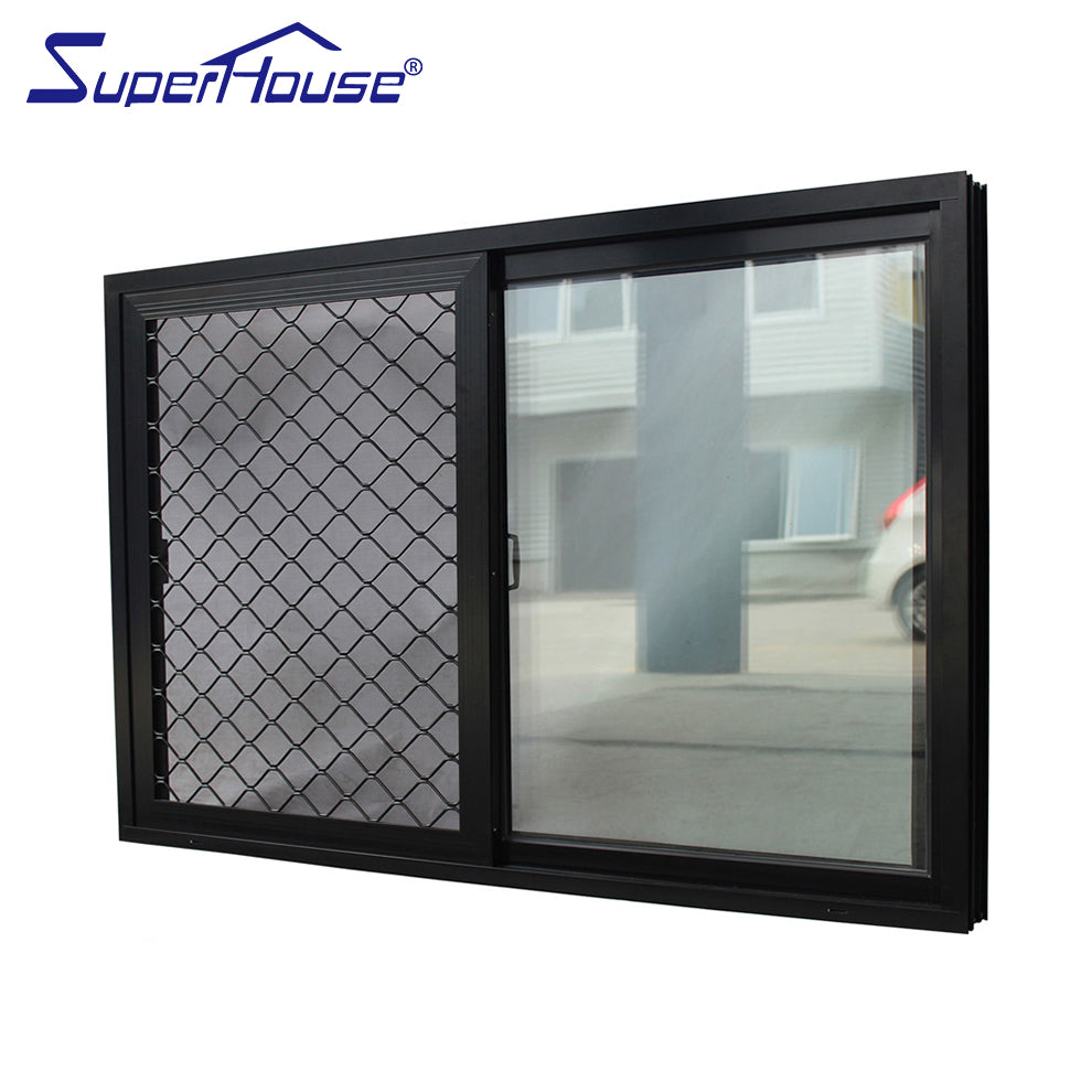 Superwu Australia standard sliding windows aluminum black color stainless steel security mesh best sale