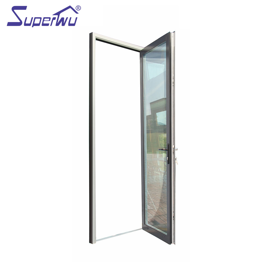 Superwu Aluminium French Hinge Swing Casement Doors Double Glazed Glass Tempered Aluminum Frame Doors