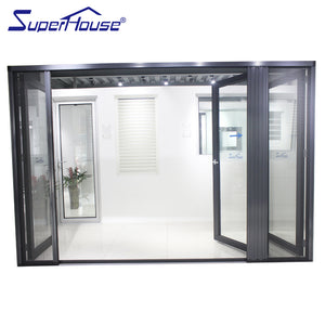 Superhouse AS2047 NFRC AAMA NAFS NOA standard double glass aluminum folding glass doors