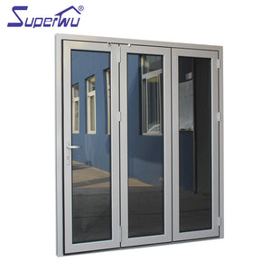 Superwu Double Tempered Glass Aluminum Folding Door for residential house windows and doors