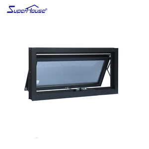 Superhouse black frame obscure glass awning window with fiberglass flyscreen