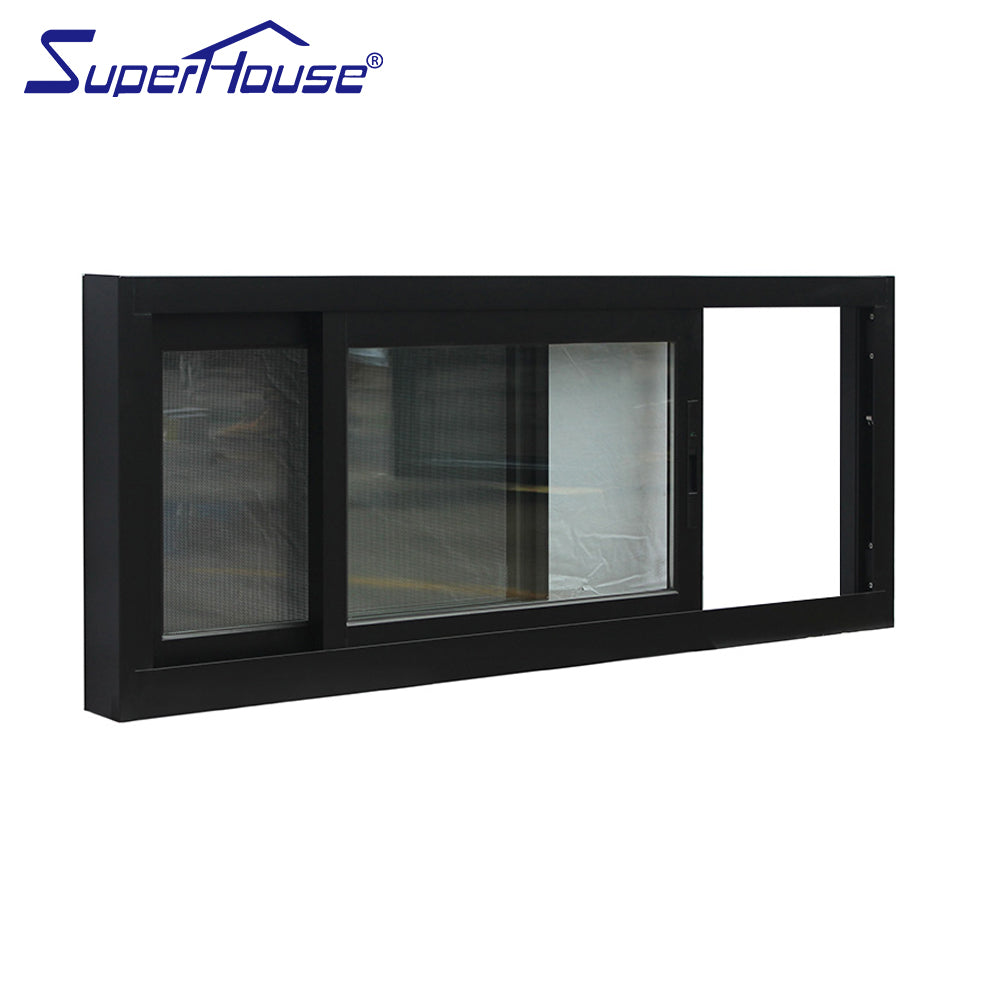 Superhouse USA Standard double glass aluminum horizontal sliding windows with mesh