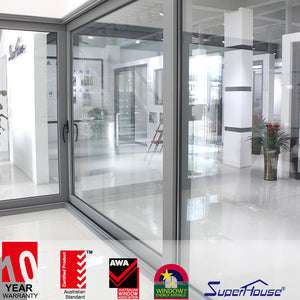 Superhouse Energy rating aluminium bullet proof thermal break corner sliding doors Australia Standard