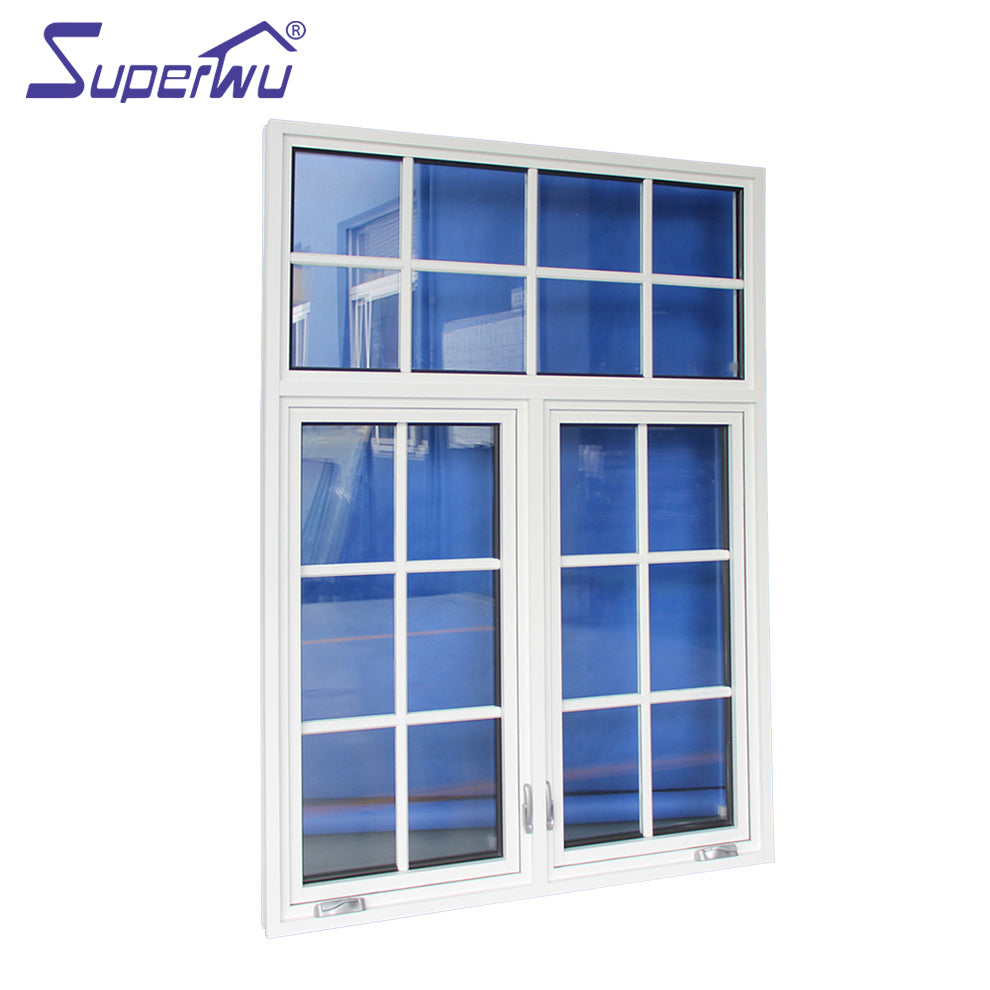 Superwu American white color aluminum hinged windows casement window with fixed part best sale