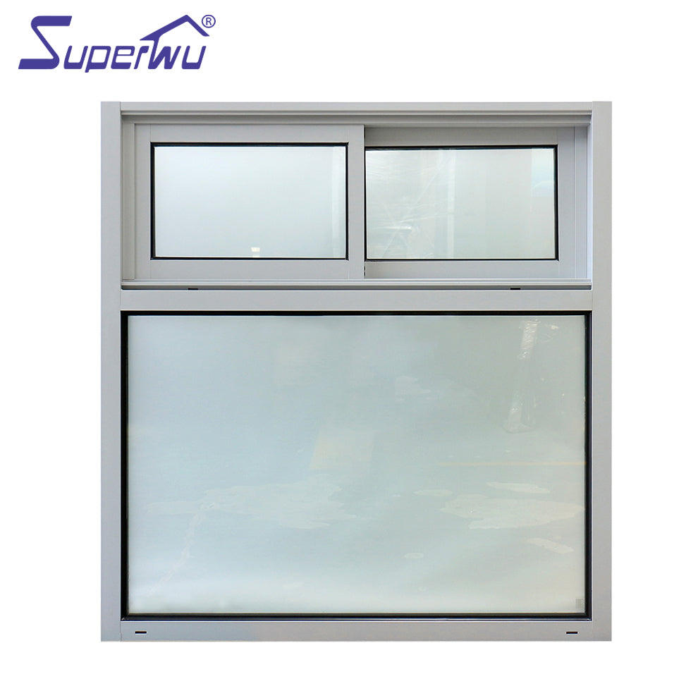 Superwu Aluminum sliding window best sale frosted obscure double glazed glass with fixed window