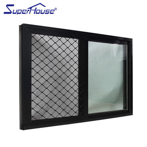 Superwu Australia standard sliding windows aluminum black color stainless steel security mesh best sale