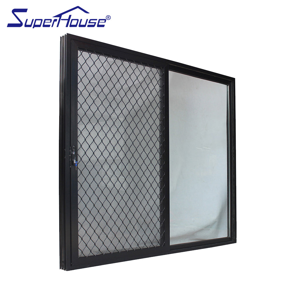 Superhouse Hurricane proof NFRC/ NOA/AS2047 standard commercial double glass sliding door grill design