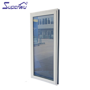 Superwu Hot Sale Soundproof Waterproof Powder Coated White Aluminum Awning Swing Glass Window