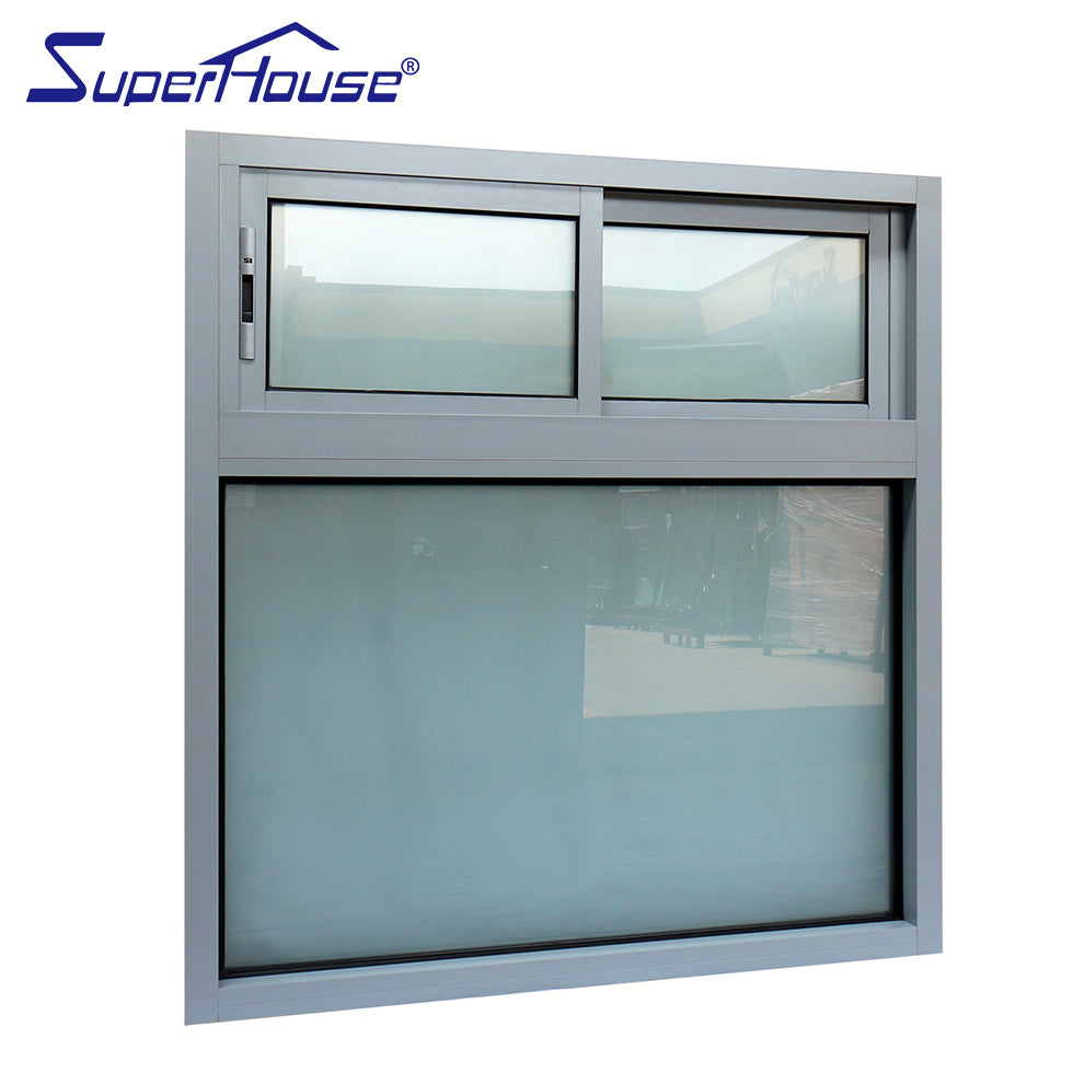 Superwu Australia standard frosted glass sliding windows with fixed windows tempered glass windows