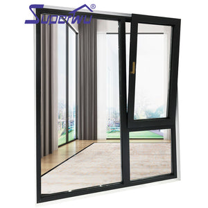 Superwu Aluminum black and white color tilt and turn window wholesale aluminum windows best quality