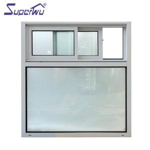 Superwu white grill design impact glass aluminum profile sliding windows