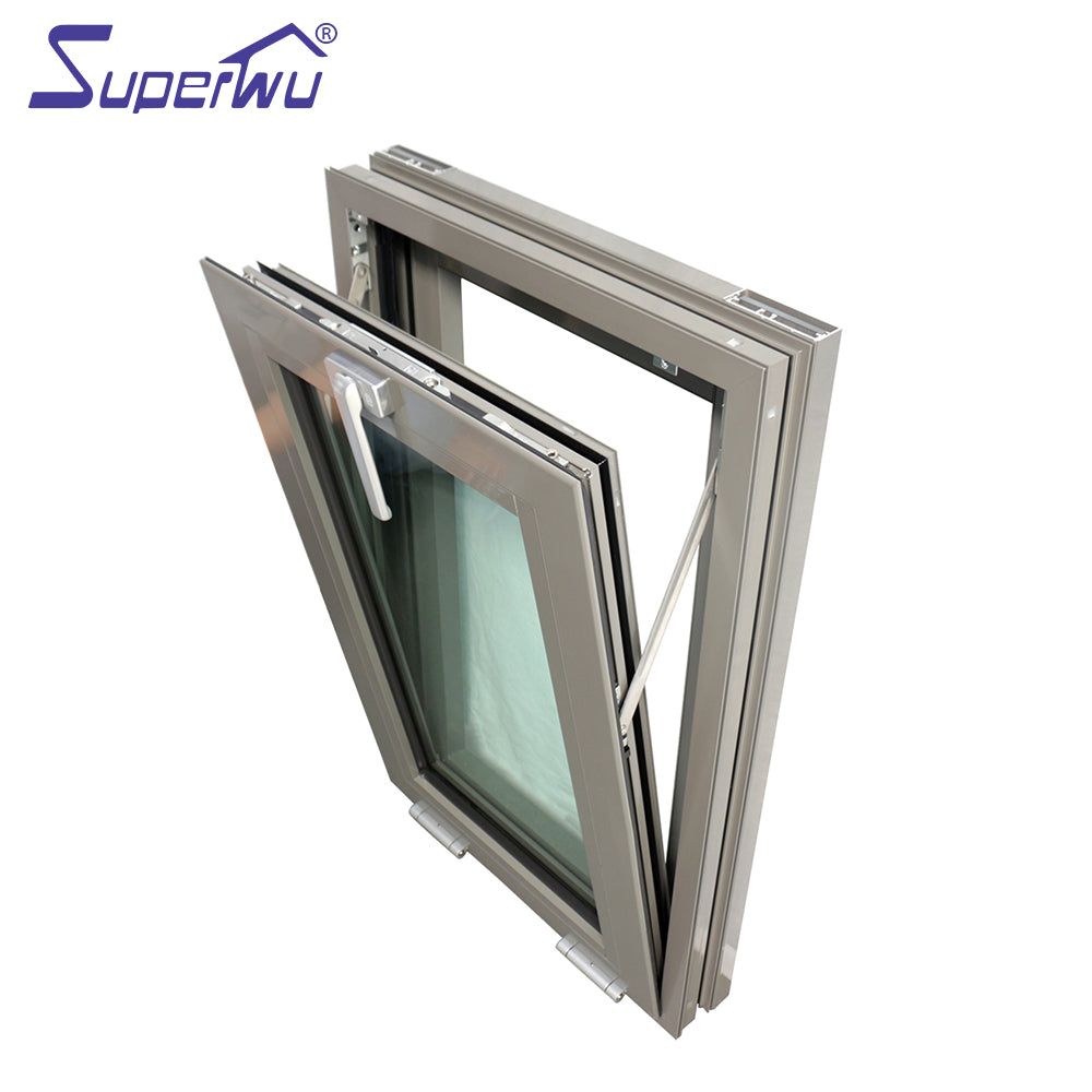 Superwu Modern design aluminum handling awning window toughened glass double glazed Sydney standard