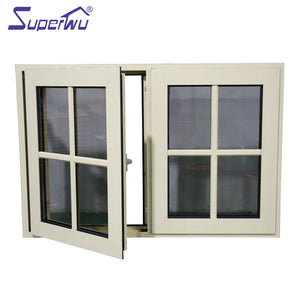 Superwu French windows with fiberglass fly soundproof french casement glass with grills aluminium casement window