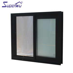 Superwu AS2208 Australia Standard Aluminum Sliding Glazed Window Design Frosted Black Color