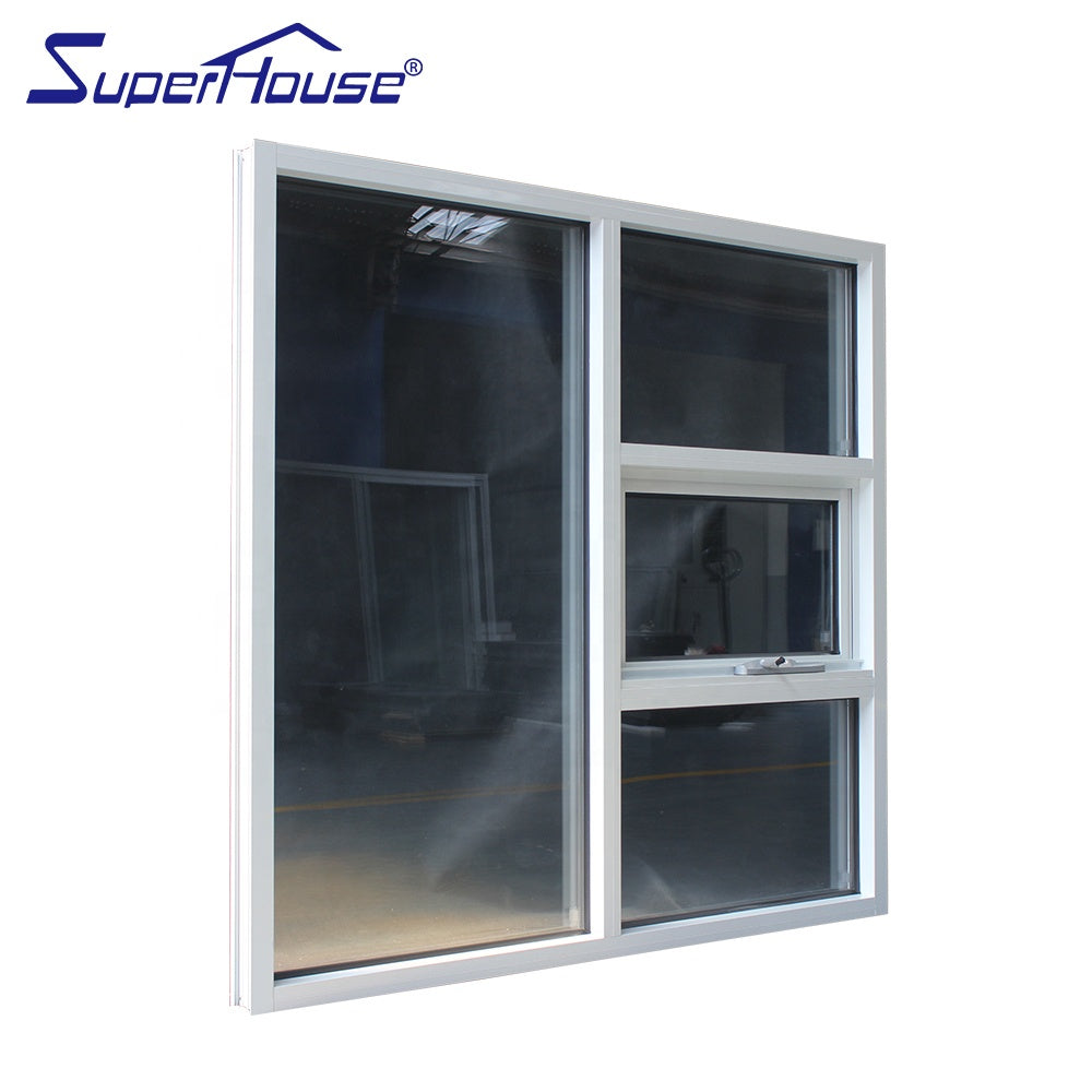 Superhouse window wall children aluminium reflective grey glass combaine awning window