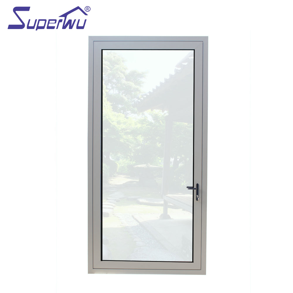 Superwu Aluminum new design powder coated pivot door double toughened glass hinged door