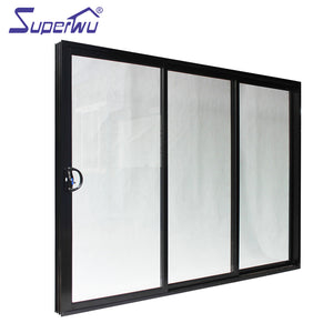 Superwu Australia standard black double glazed low e glass soundproof exterior patio sliding door