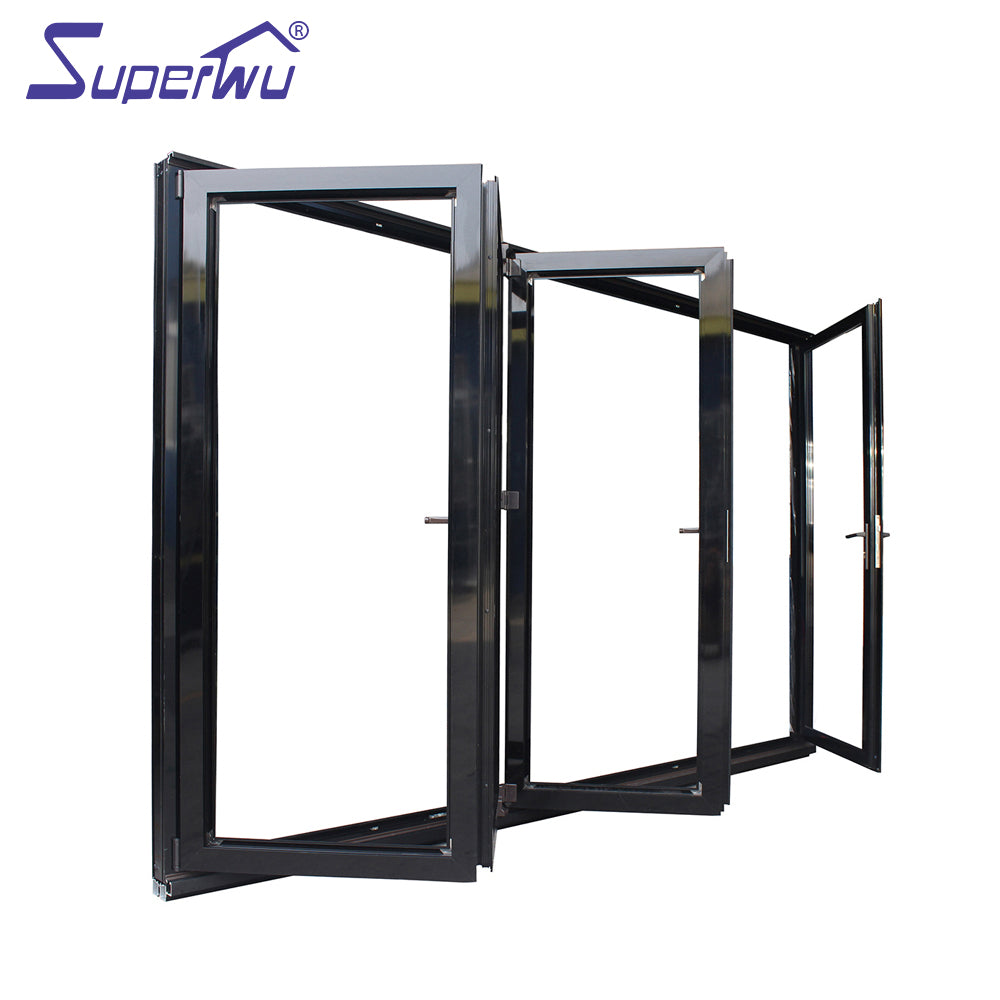 Superwu Apartment exterior black accordion bi folding doors with double glazing
