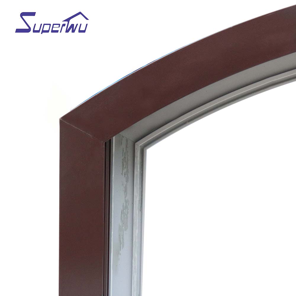 Superwu Soundproof glass aluminum double tempered glass arch fixed windows in low prices double color design