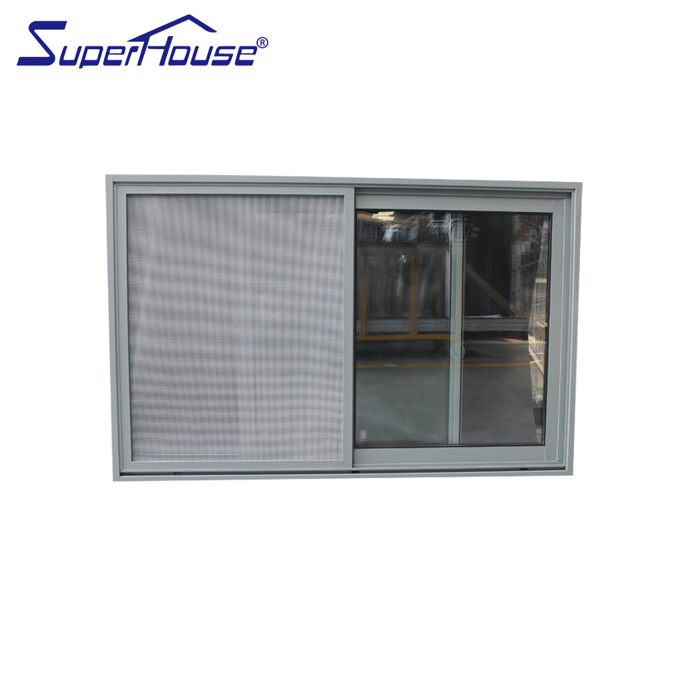 Superhouse Aluminium tempered glass sliding window with stainless steel mesh