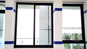 Superhouse NFRC AS2047 standard affordable 2 track black aluminum frame profile sliding windows with fixed panel window