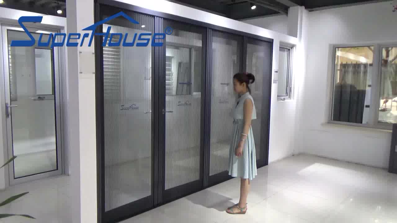 Superhouse As2047 standard internal use sound proof frosted glass acordion folding door