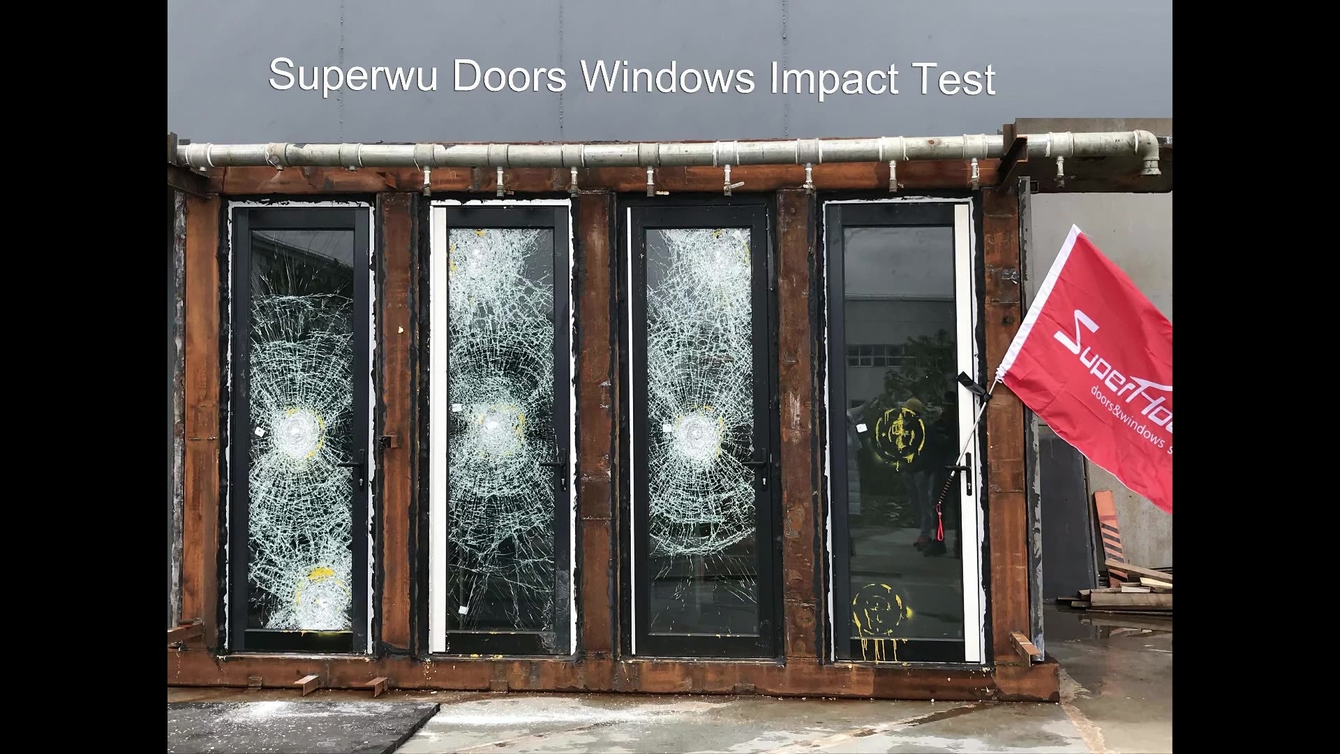 Superwu Hurricane impact standard aluminum double glazing door frosted glass door