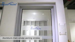 Superwu Australia market double glazed glass aluminum frame American aluminium awning windows black color