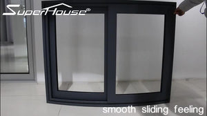 Superwu Round Corner Aluminium Burglarproof Glass Sliding Windows for Villa