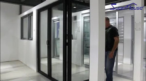 Superhouse Certificated European standard Folding sliding glass doors / bi folding door / glass garage stack door