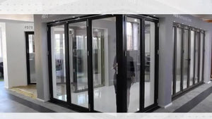Superwu interior black aluminium double folding window aluminum glass bifold folding windows for office